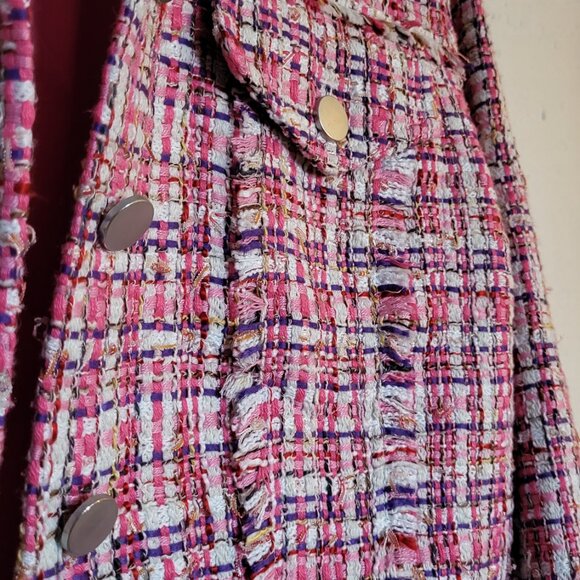 Cropped Pink Woven Vintage Inspired Jacket - Picture 4 of 5